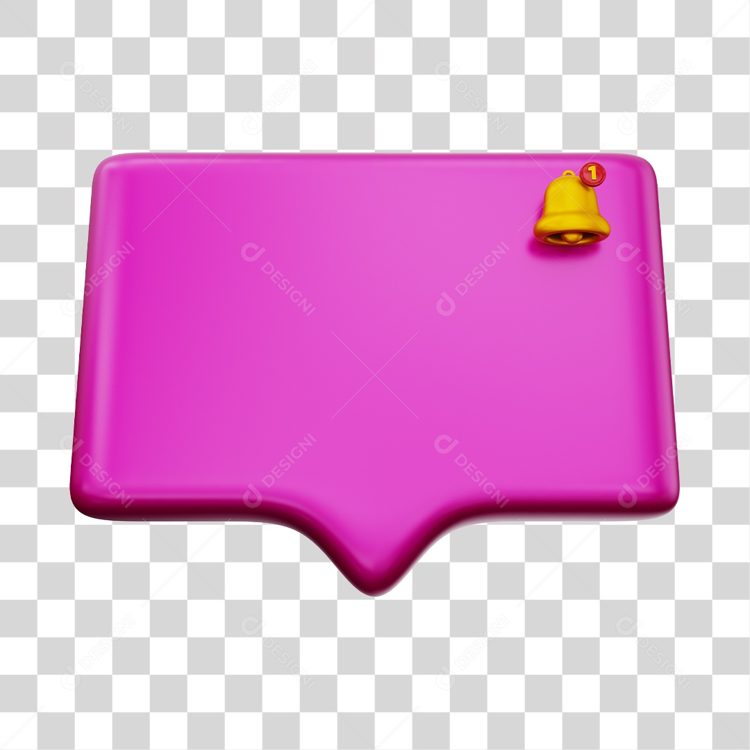 Caixa de Notificação Com Sino Elemento 3D Rosa PNG Transparente