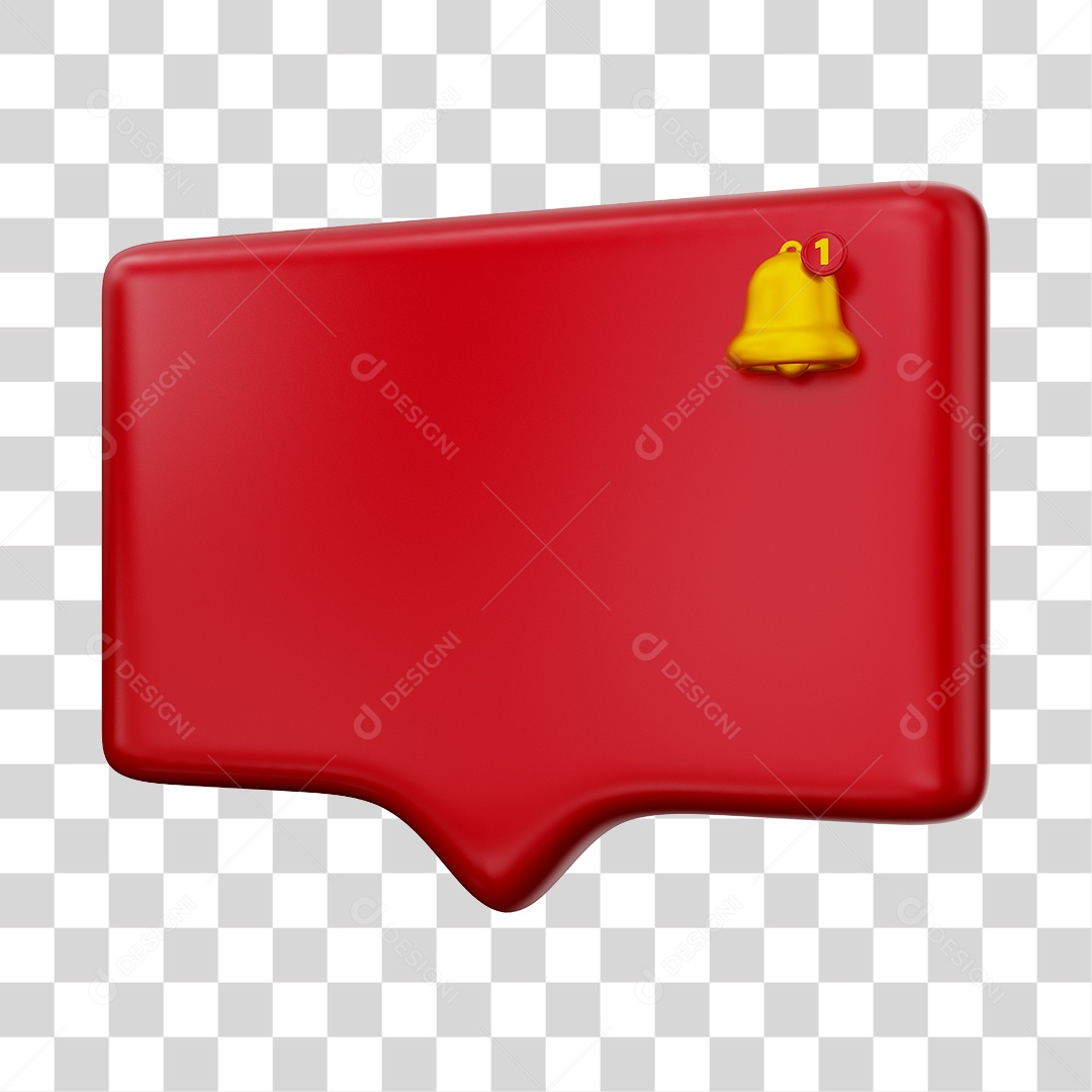 Caixa de Notificação Com Sino Elemento 3D Vermelho PNG Transparente