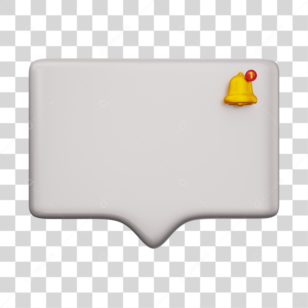 Caixa de Notificação Com Sino Elemento 3D Cinza PNG Transparente