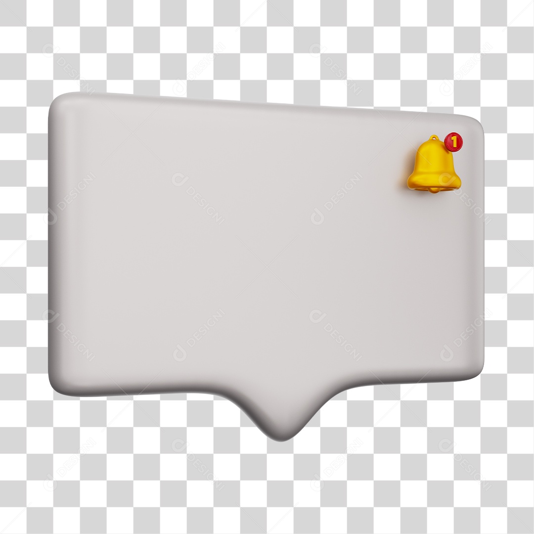 Caixa de Notificação Com Sino Elemento 3D Cinza PNG Transparente