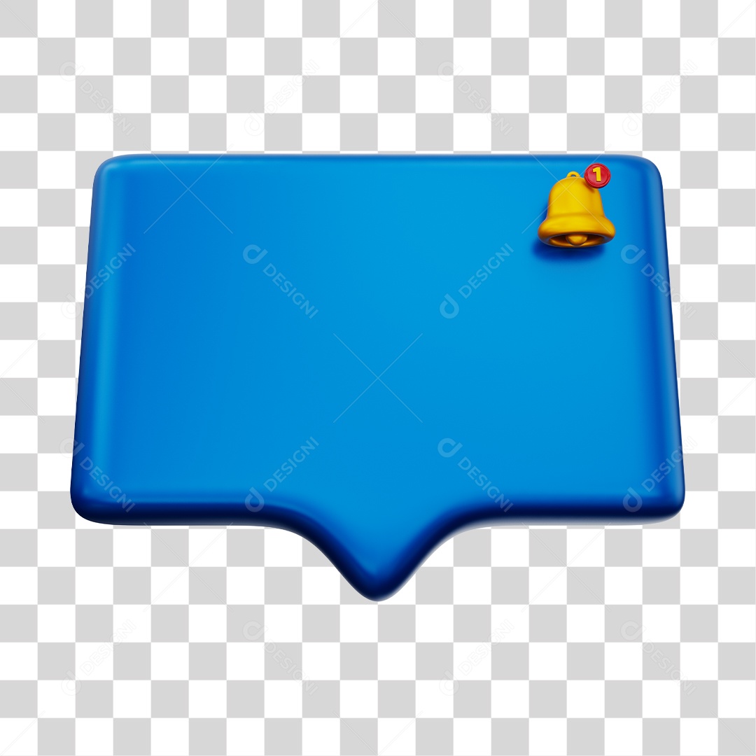 Caixa de Notificação Com Sino Elemento 3D Azul PNG Transparente