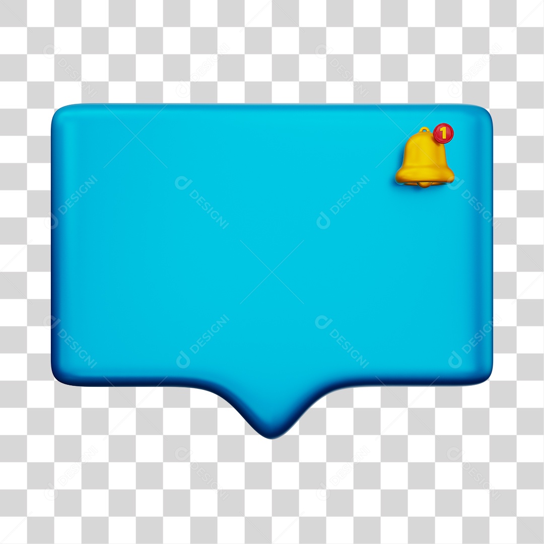 Caixa de Notificação Com Sino Elemento 3D Azul PNG Transparente