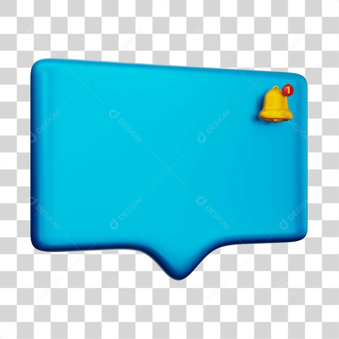 Caixa de Notificação Com Sino Elemento 3D Azul PNG Transparente