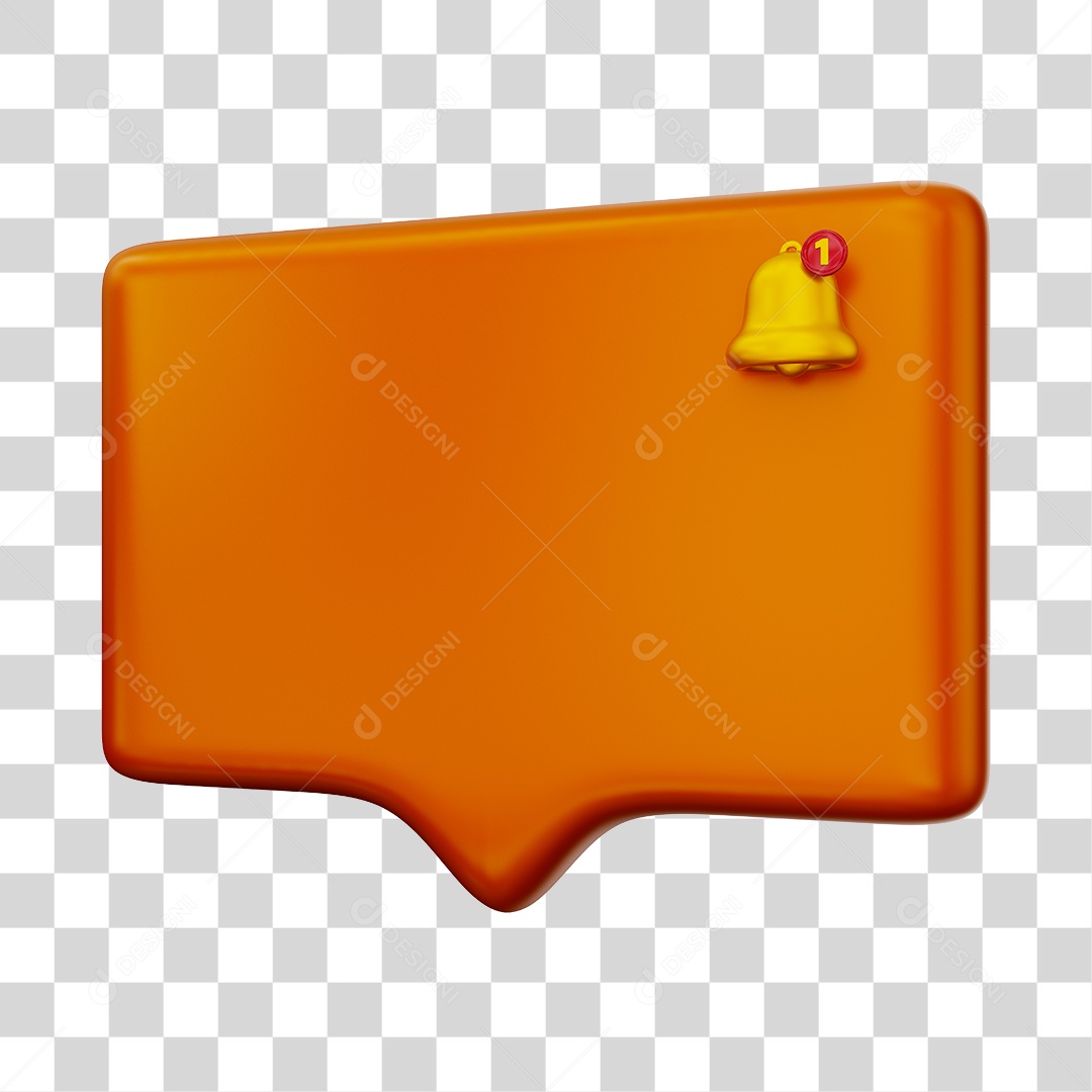 Caixa de Notificação Com Sino Elemento 3D Laranjado PNG Transparente