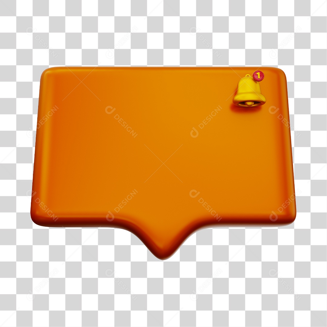Caixa de Notificação Com Sino Elemento 3D Laranjado PNG Transparente
