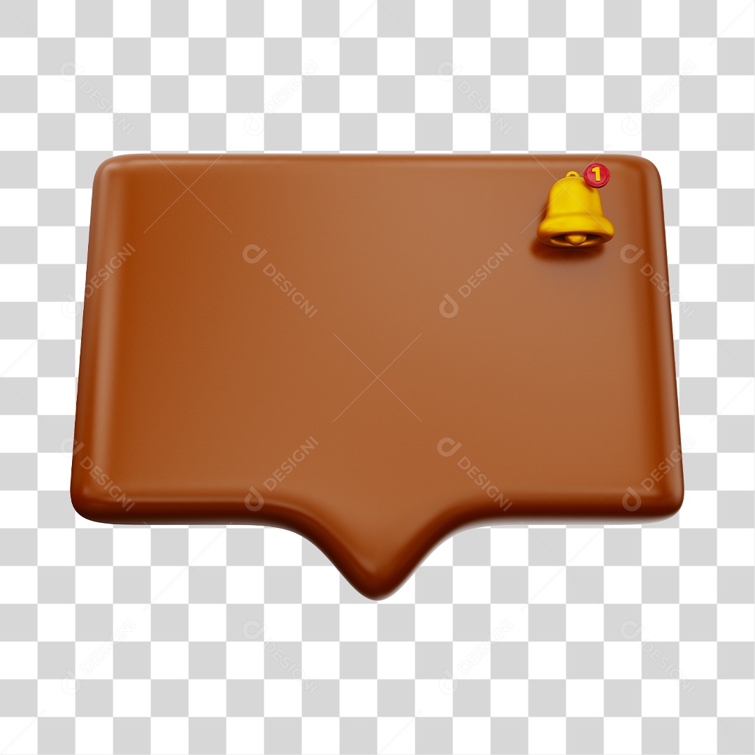 Caixa de Notificação Com Sino Elemento 3D Marrom PNG Transparente