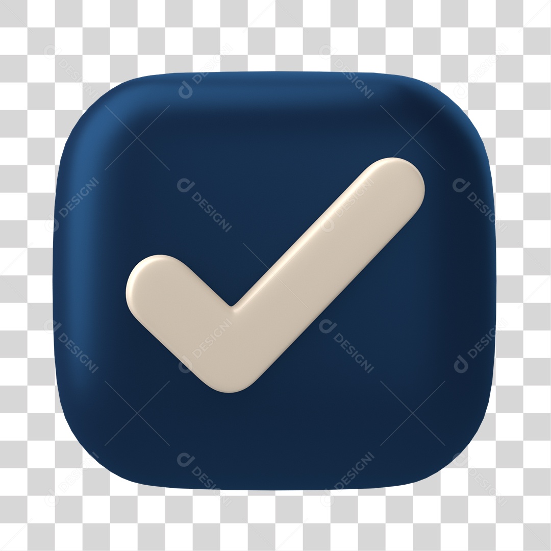 Botão de Aprovado ou Verificado Elemento 3D PNG Transparente