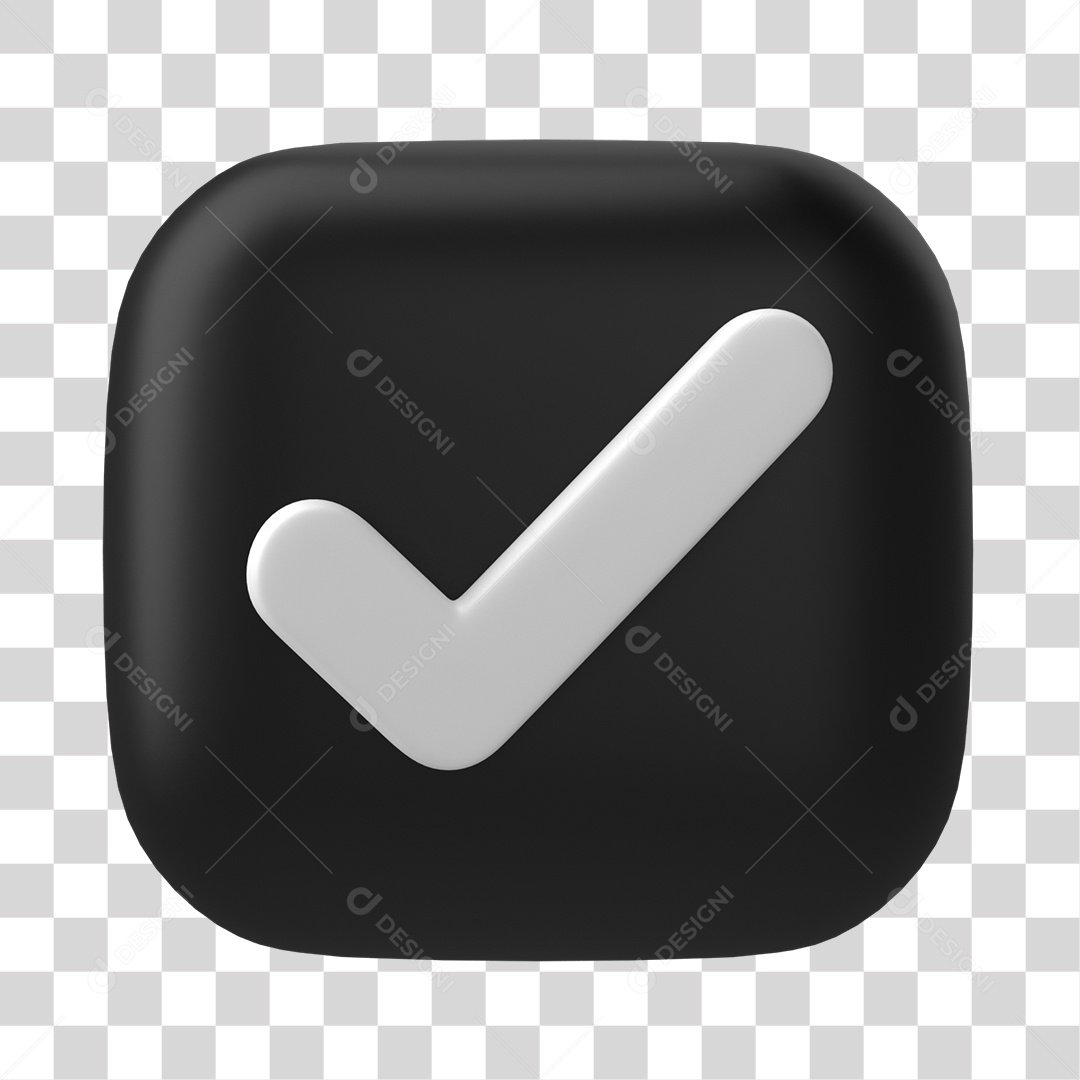 Botão de Aprovado ou Verificado Elemento 3D PNG Transparente