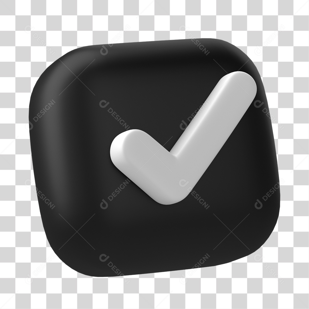 Botão de Aprovado ou Verificado Elemento 3D PNG Transparente