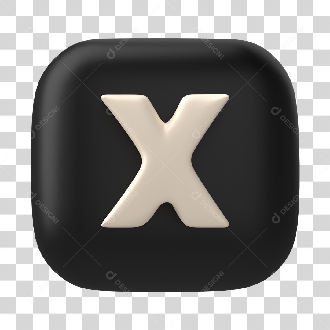 Negativo Elemento 3D X Preto PNG Transparente