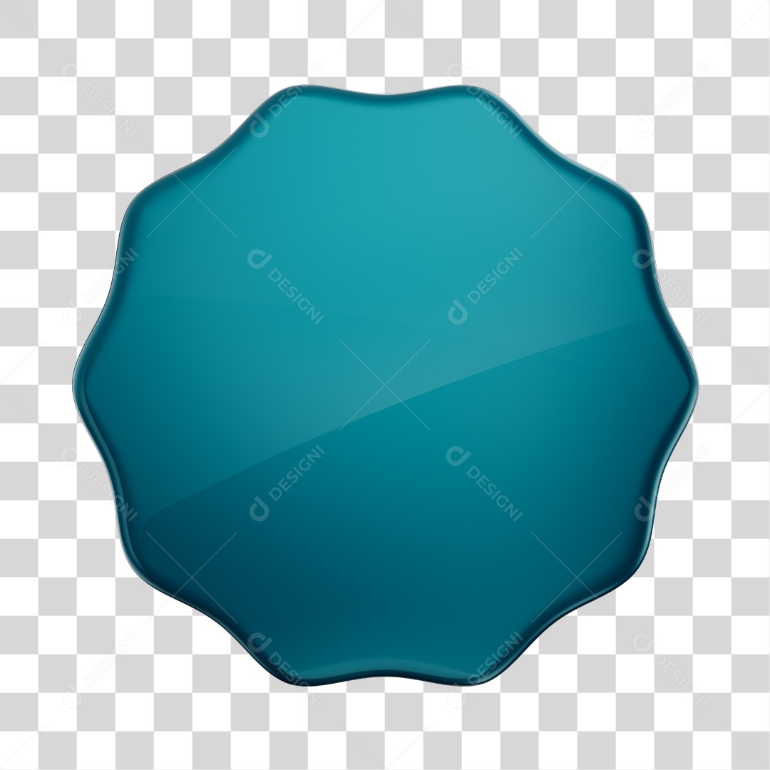 Forma Geométrica Eneágono Elemento 3D Azul PNG Transparente