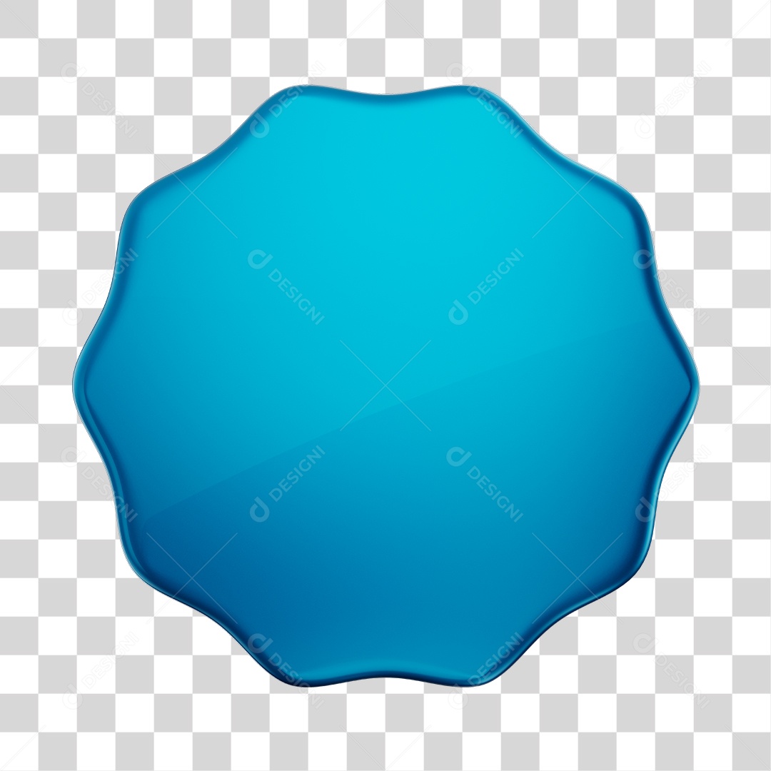Forma Geométrica Eneágono Elemento 3D Azul PNG Transparente