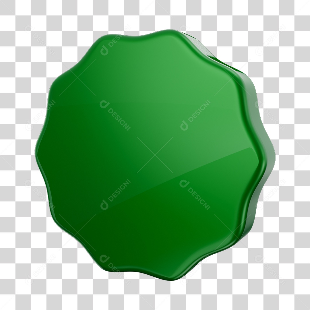Forma Geométrica Eneágono Elemento 3D Verde PNG Transparente