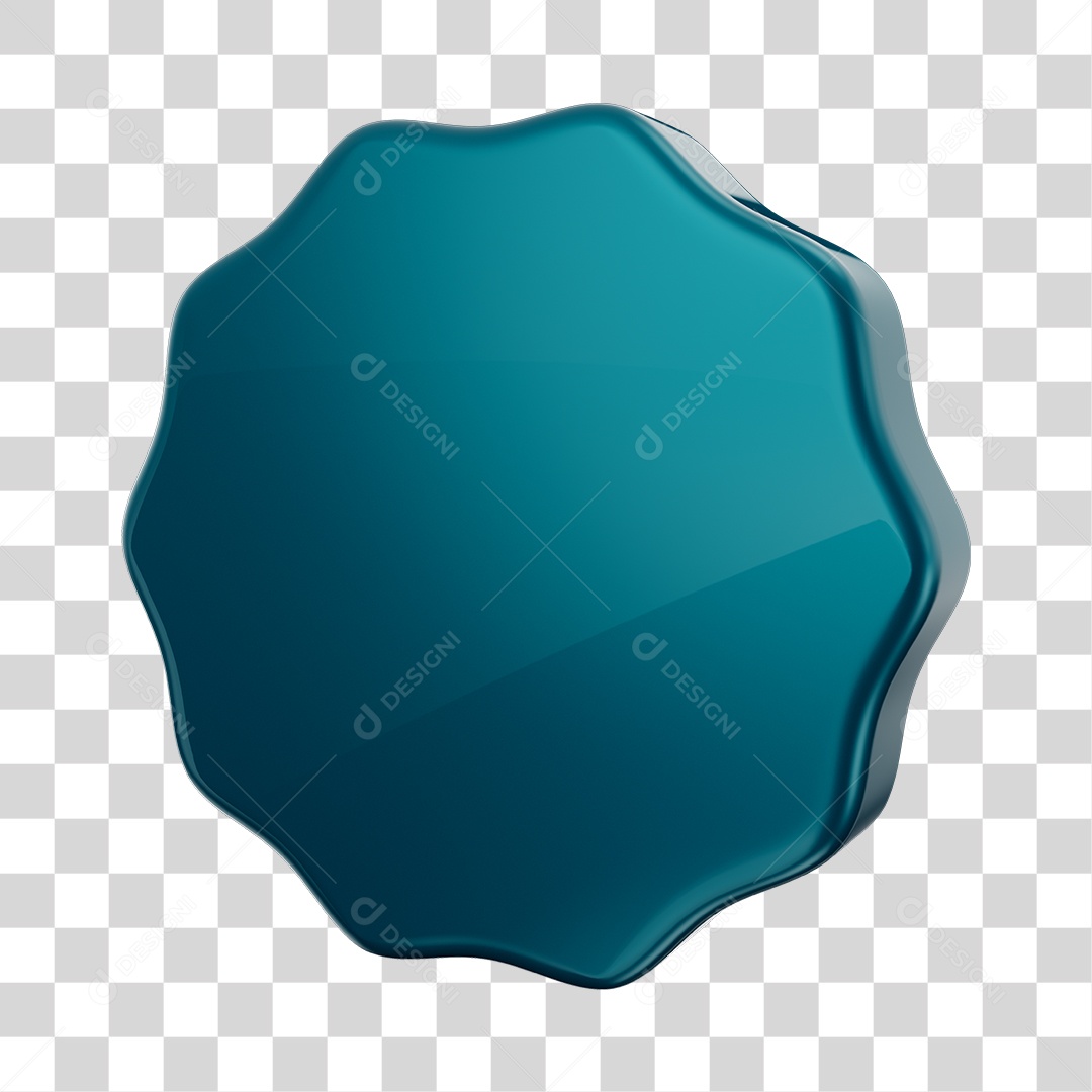 Forma Geométrica Eneágono Elemento 3D Azul PNG Transparente