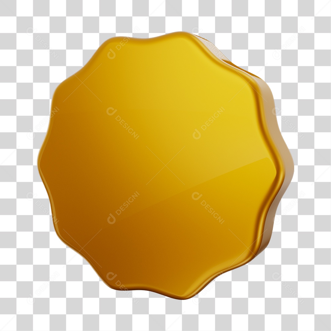 Forma Geométrica Eneágono Elemento 3D Dourado PNG Transparente