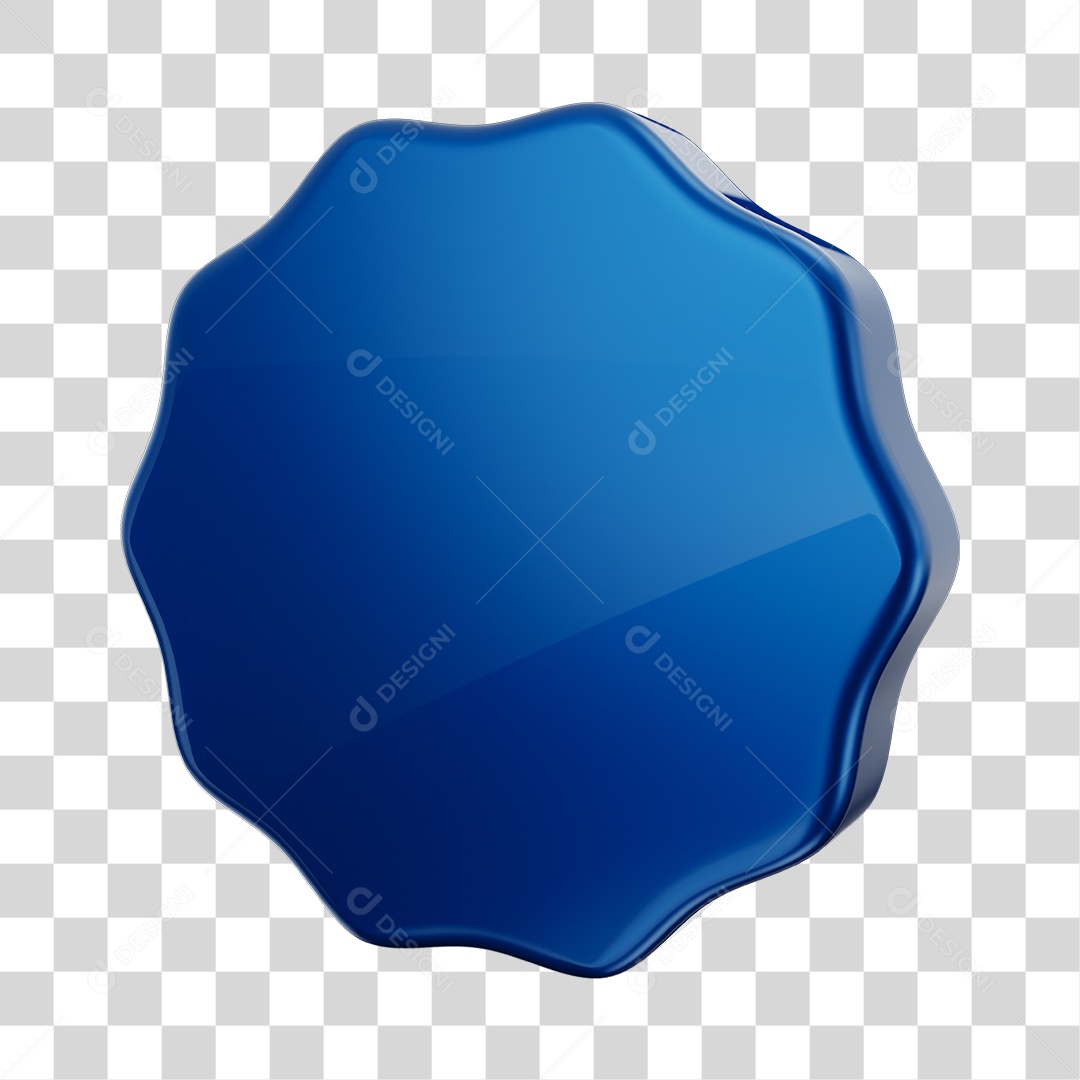 Forma Geométrica Eneágono Elemento 3D Azul PNG Transparente