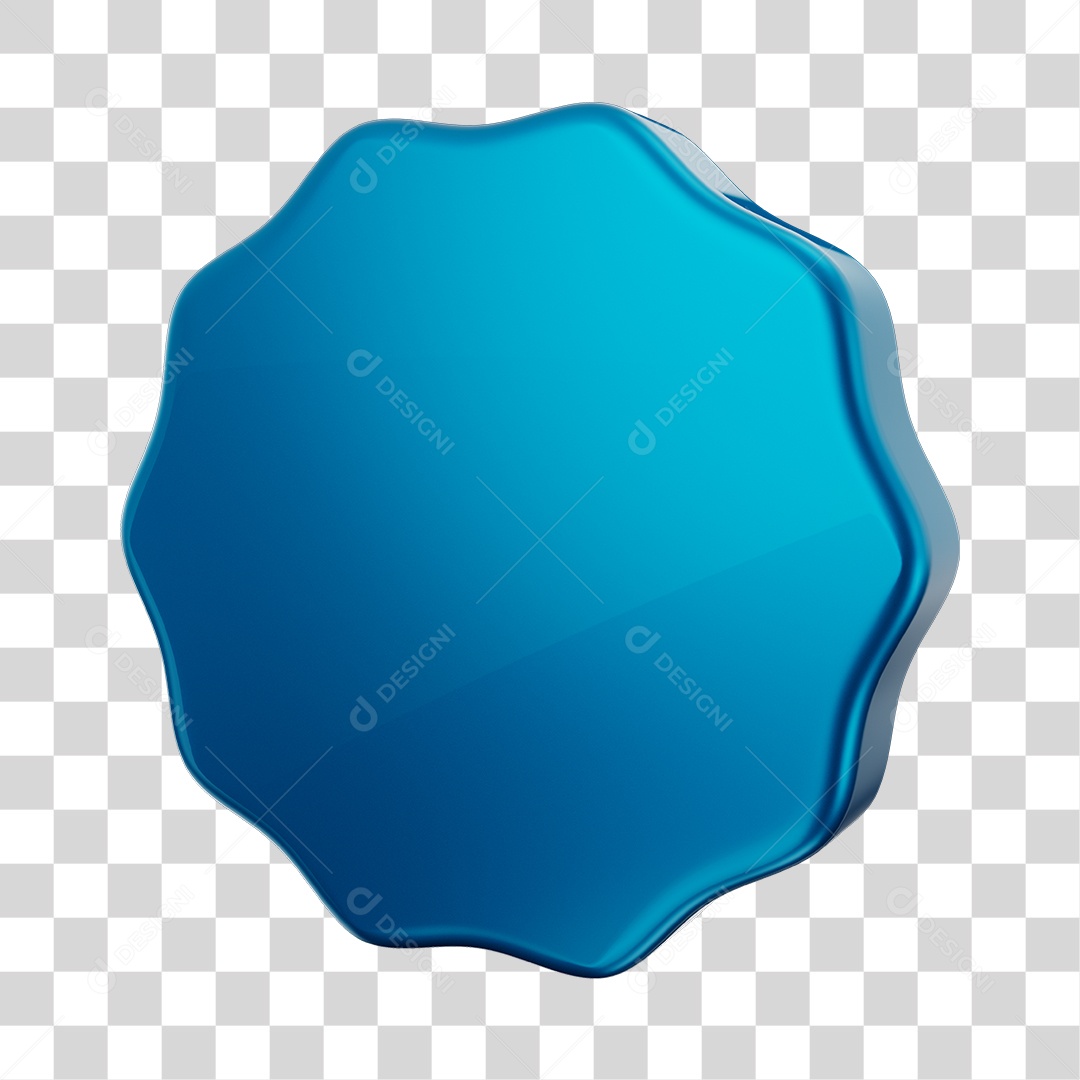 Forma Geométrica Eneágono Elemento 3D Azul PNG Transparente