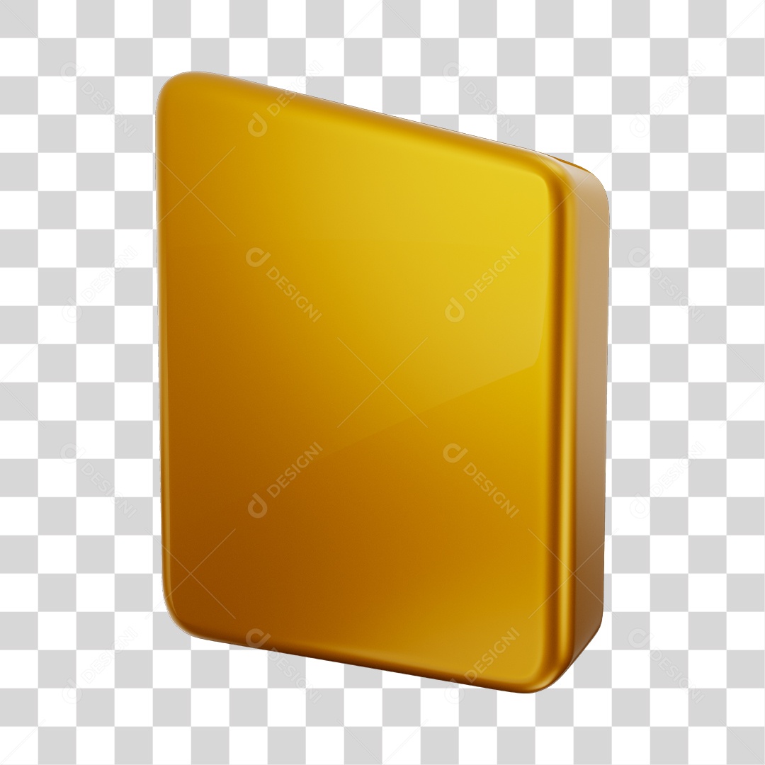 Forma Geométrica Quadrado Elemento 3D Dourado PNG Transparente