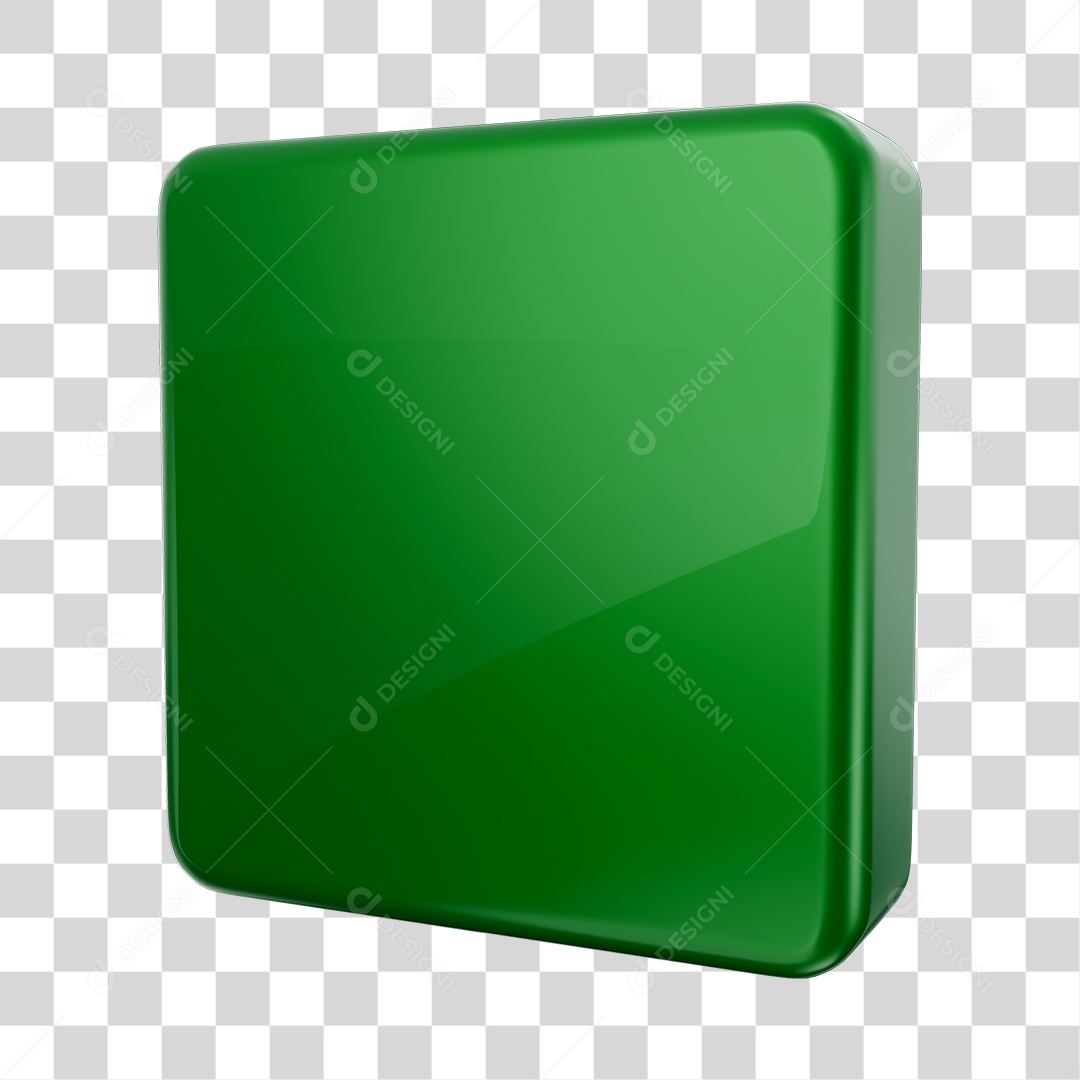 Forma Geométrica Quadrado Elemento 3D Verde PNG Transparente
