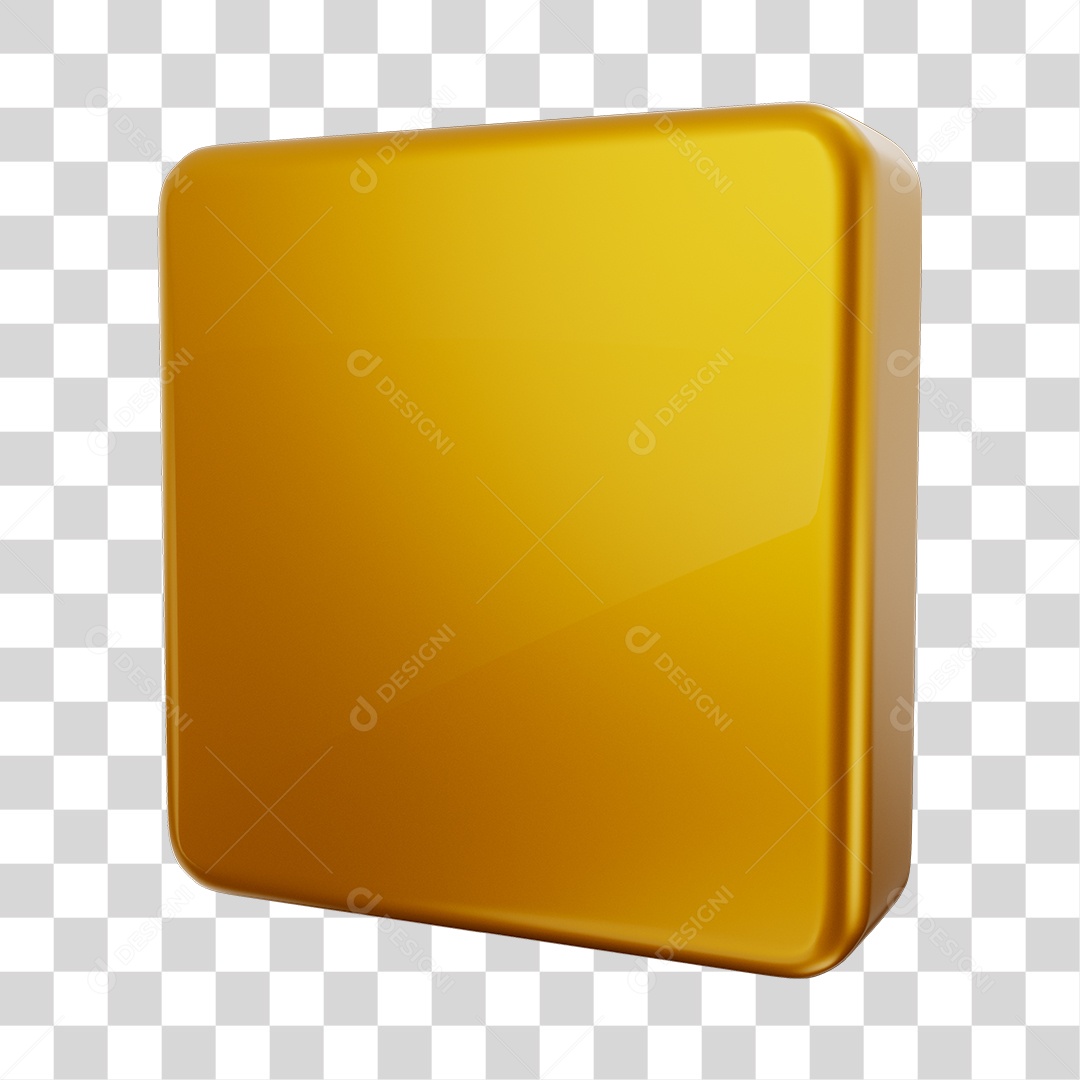 Forma Geométrica Quadrado Elemento 3D Amarelo PNG Transparente