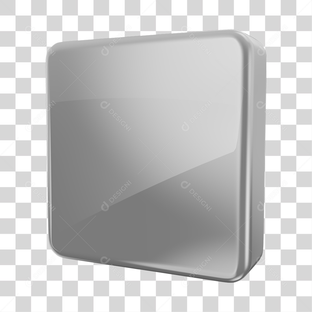 Forma Geométrica Quadrado Elemento 3D Cinza PNG Transparente