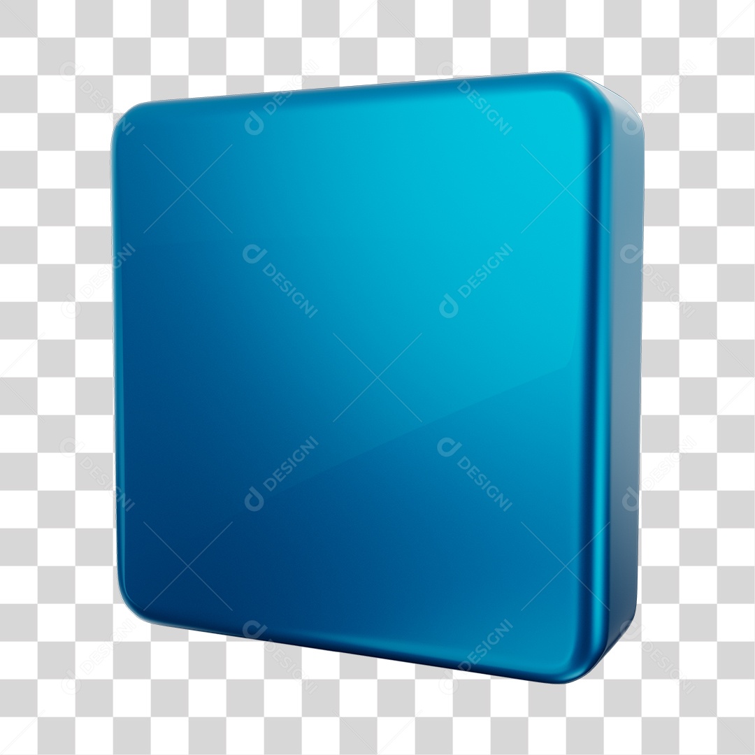 Forma Geométrica Quadrado Elemento 3D Azul PNG Transparente