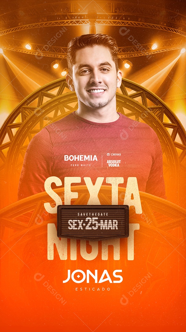 Story Sexta Nigth Jonas Esticado Flyer Social Media PSD Editável