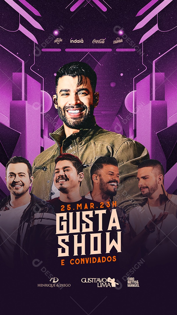 Story Gusta Show E Convidados Henrique & Diego Gusttavo Lima Ciro Netto & Manuel Flyer Social Media PSD Editável