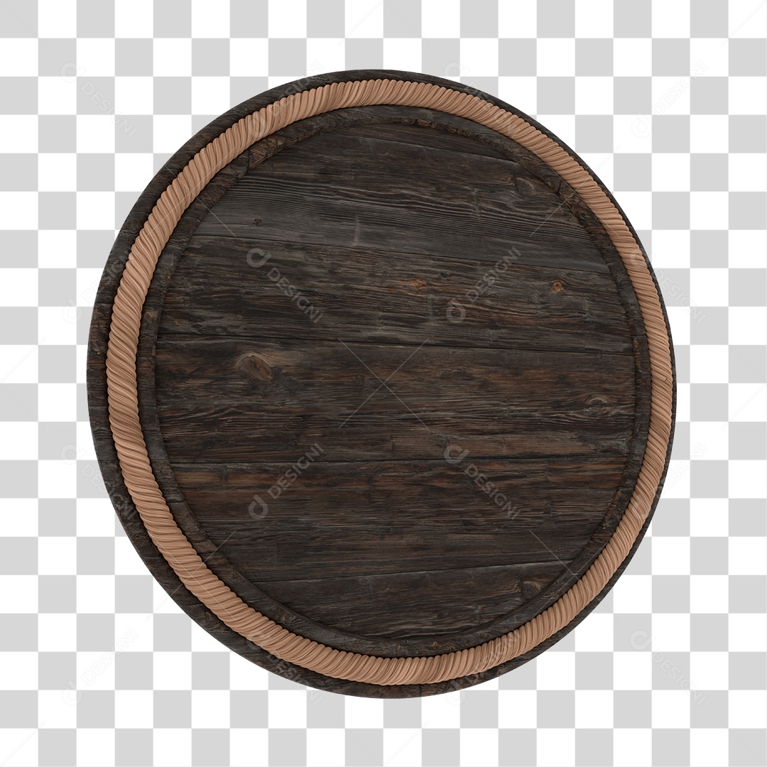 Placa de Madeira Redonda Elemento 3D PNG Transparente