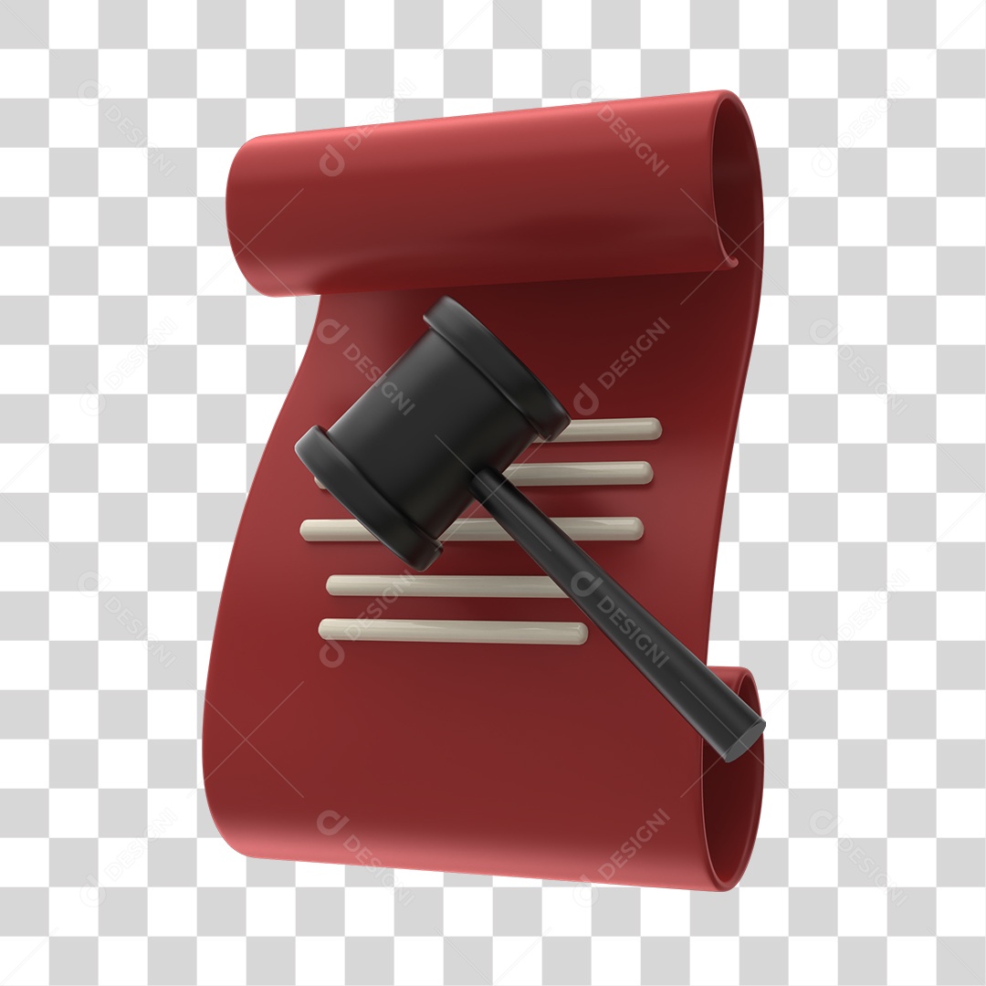 Martelo De Juiz e Documento Elemento 3D De Direito PNG Transparente