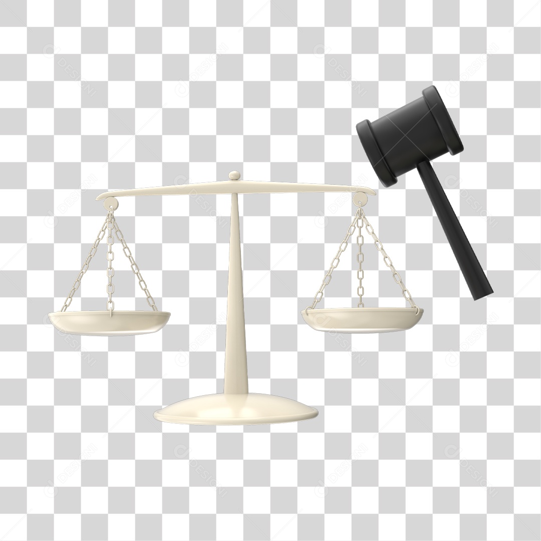 Balança De Da Justiça e Martelo De Juiz Elemento 3D De Direito PNG Transparente