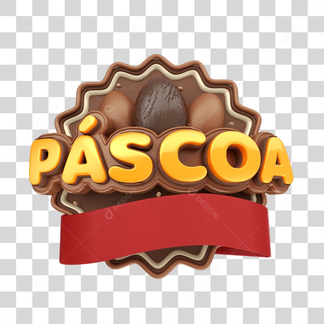 Páscoa Selo 3D Dourado Para Composição PNG Transparente