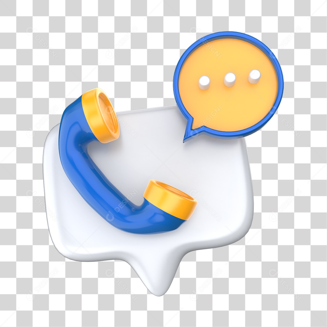 Ícone de Caixa De Comunicação Elemento 3D Azul e Dourado Para Composição PNG Transparente