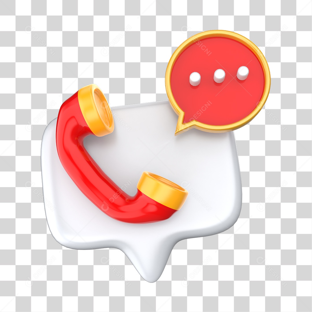 Ícone de Caixa De Comunicação Elemento 3D Vermelho e Dourado Para Composição PNG Transparente