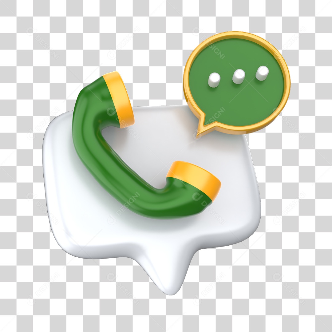 Ícone de Caixa De Comunicação Elemento 3D Verde e Dourado Para Composição PNG Transparente