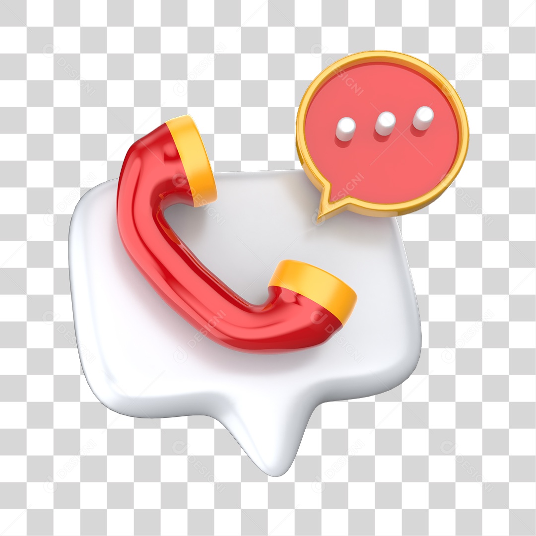 Ícone de Caixa De Comunicação Elemento 3D Vermelho e Dourado Para Composição PNG Transparente