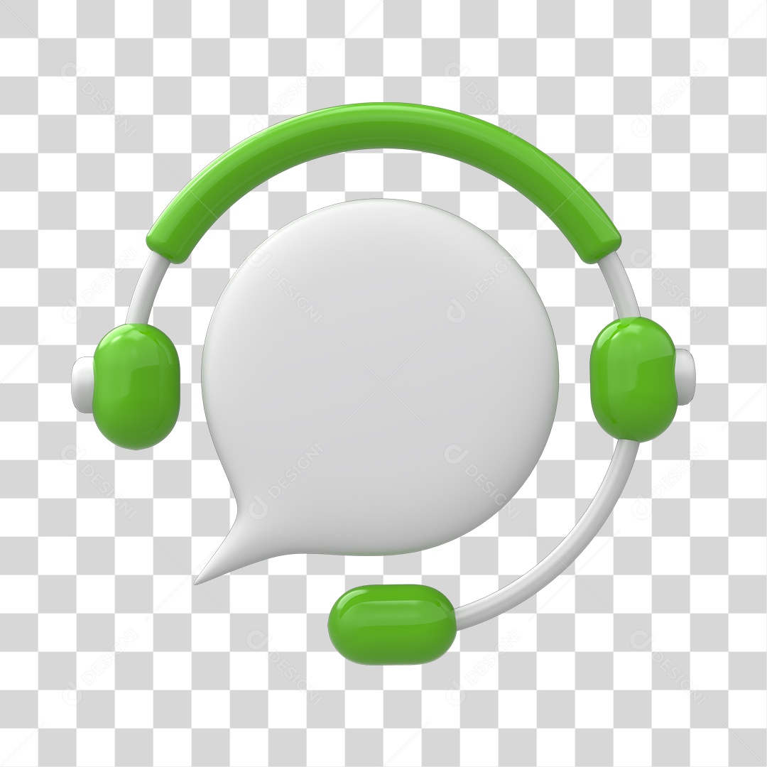 Ícone de Atendimento Ao Cliente Elemento 3D Branco e Verde Para Composição PNG Transparente