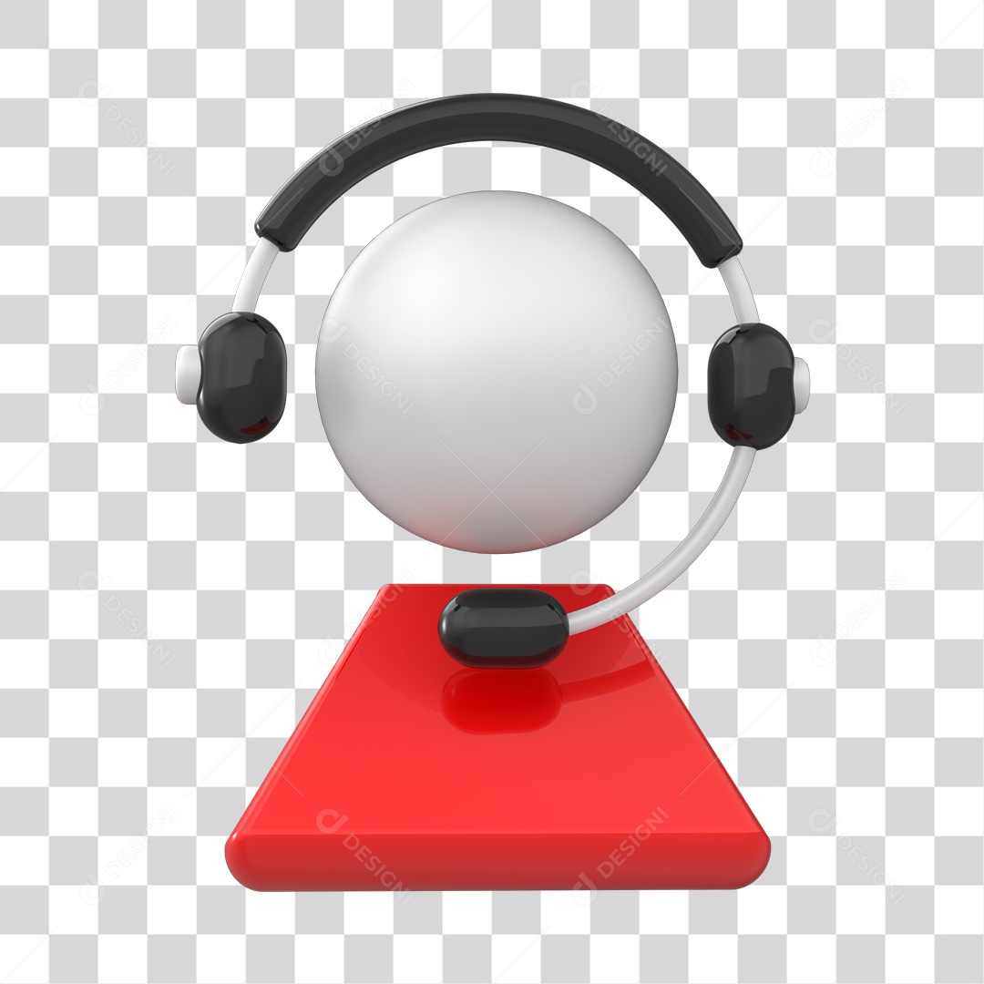 Ícone de Atendimento Ao Cliente Elemento 3D Preto Para Composição PNG Transparente