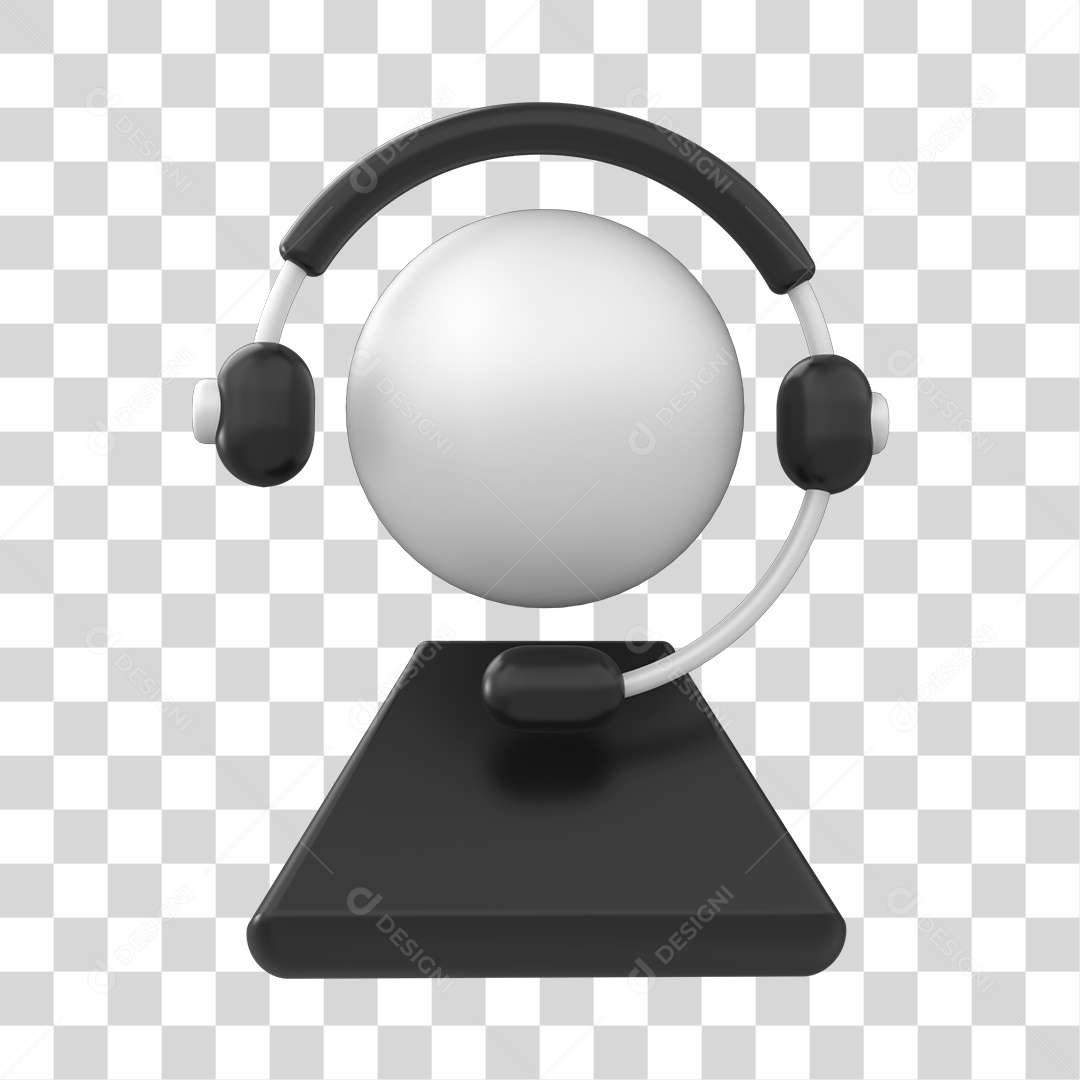 Ícone de Atendimento Ao Cliente Elemento 3D Preto Para Composição PNG Transparente