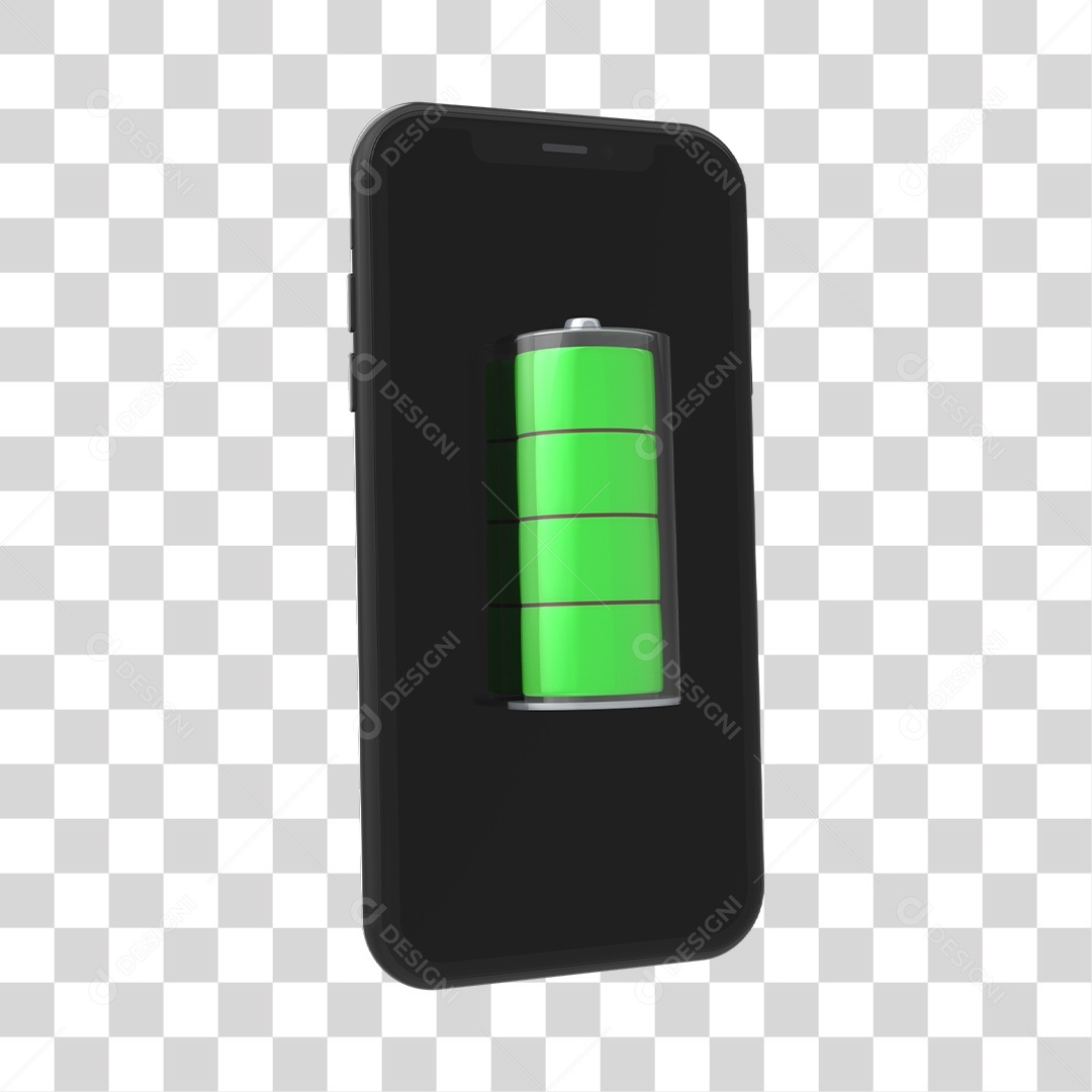 Bateria No Verde Em Celular Elemento 3D PNG Transparente