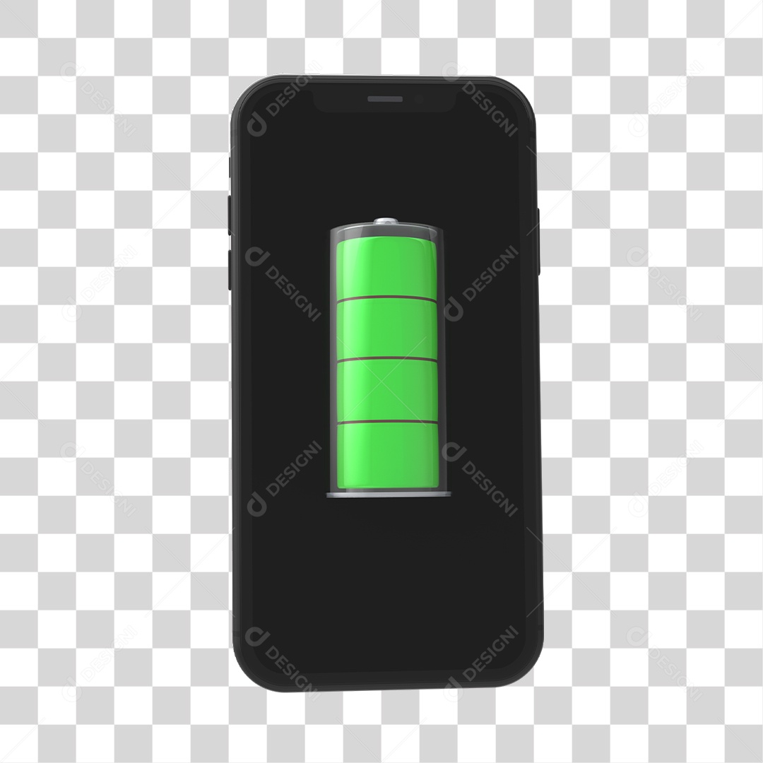 Bateria No Verde Em Celular Elemento 3D PNG Transparente