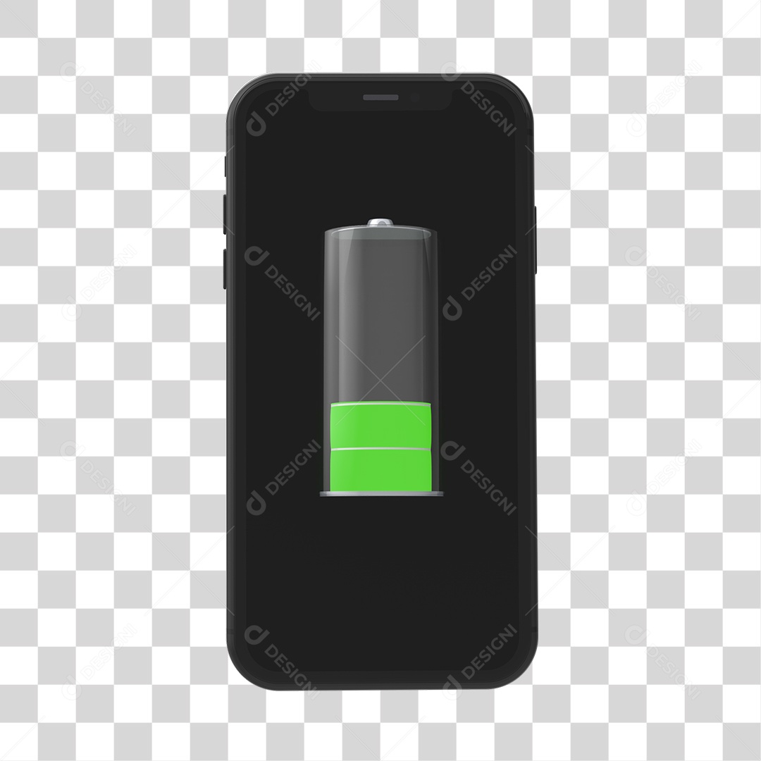 Bateria No Verde Em Celular Elemento 3D PNG Transparente
