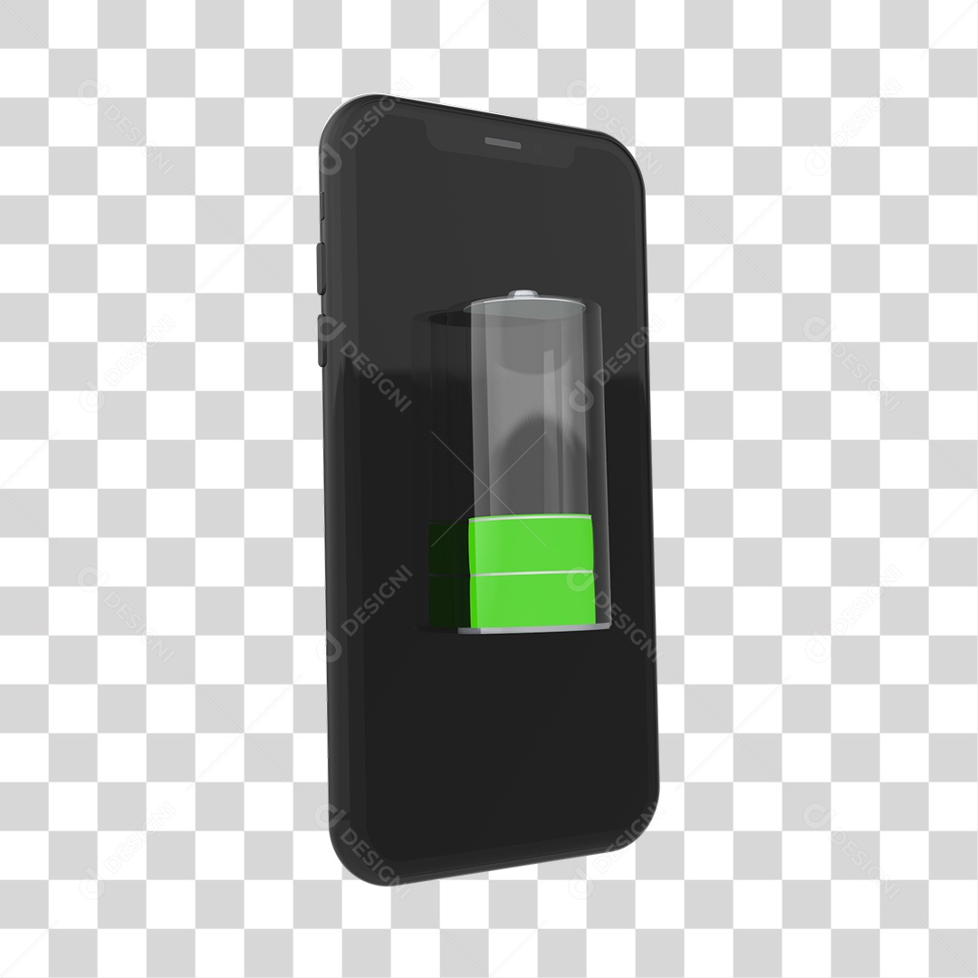 Bateria No Verde Em Celular Elemento 3D PNG Transparente