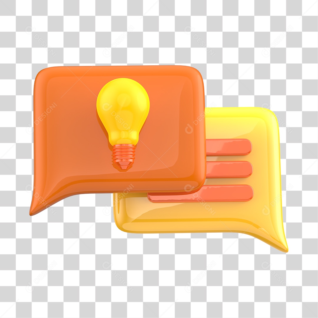 Ícones De Publicidade Laranjado e Amarelo Elemento 3D PNG Transparente