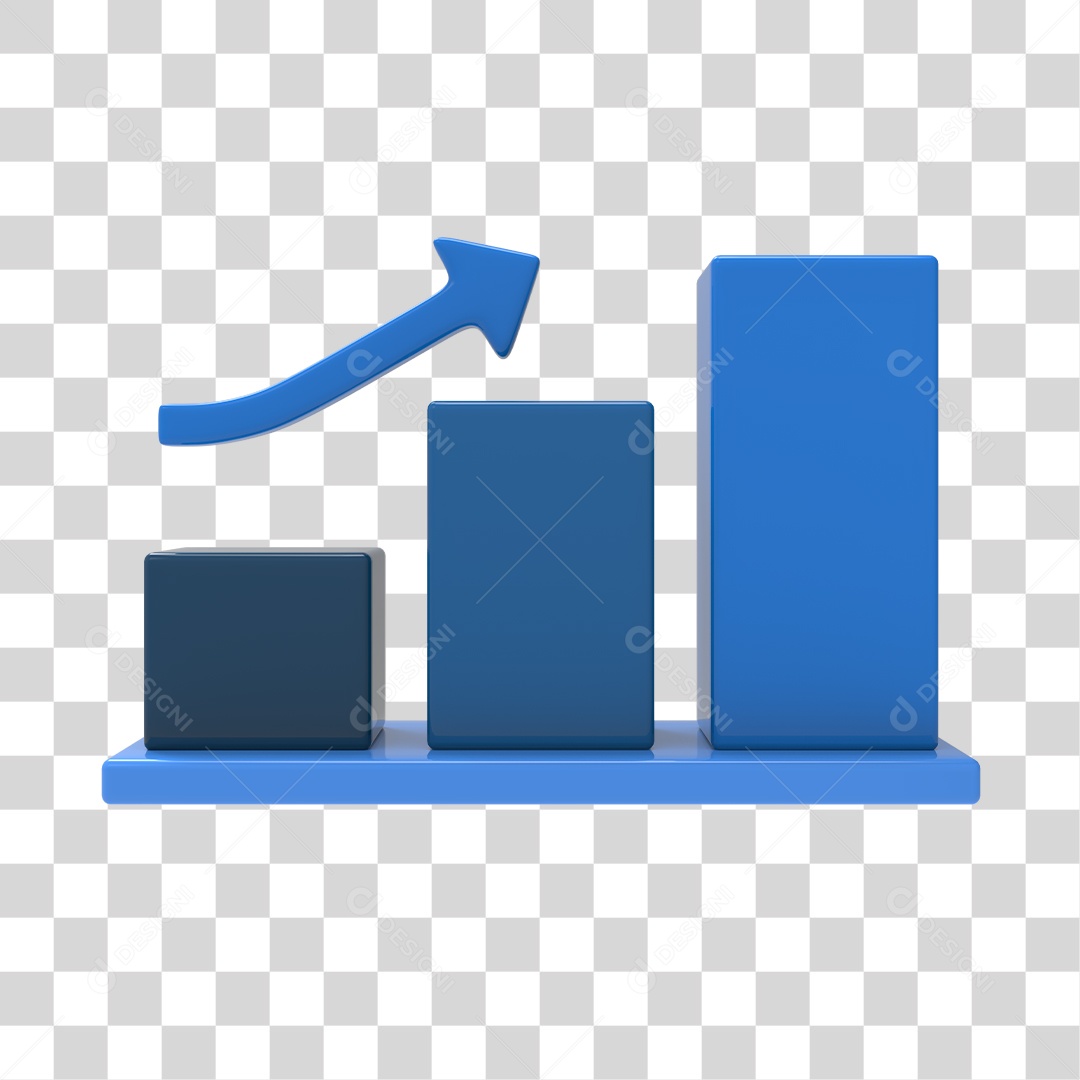 Gráfico Azul De Crescimento Elemento 3D PNG Transparente