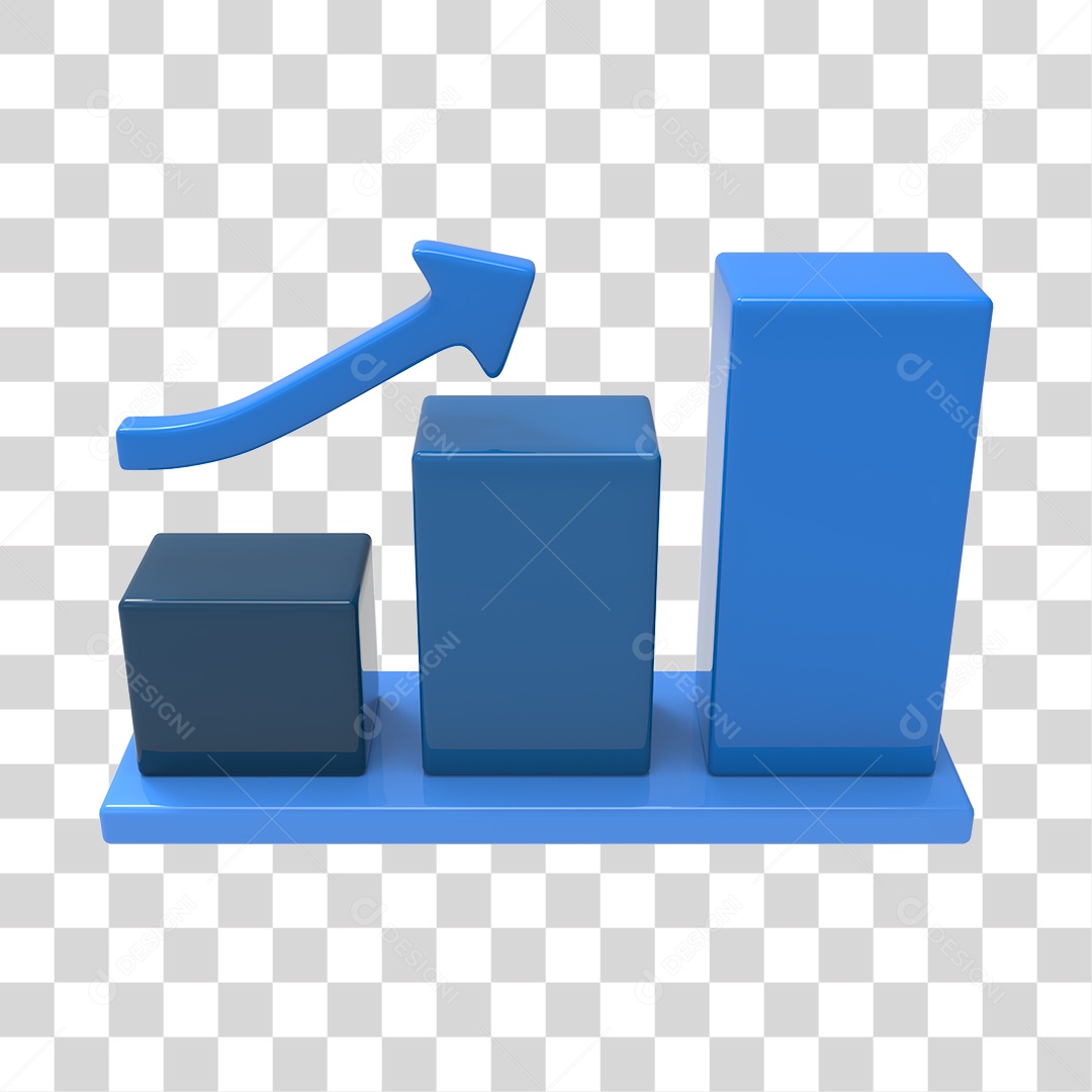 Gráfico Azul De Crescimento Elemento 3D PNG Transparente
