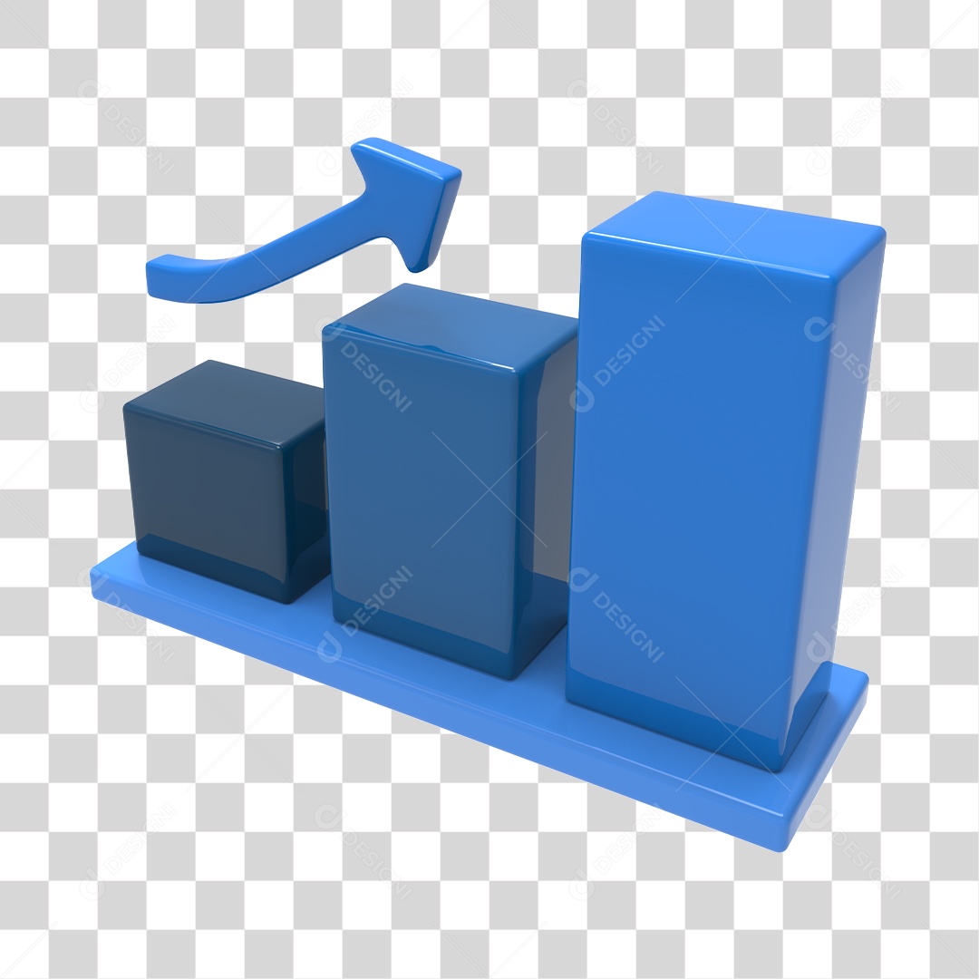 Gráfico Azul De Crescimento Elemento 3D PNG Transparente