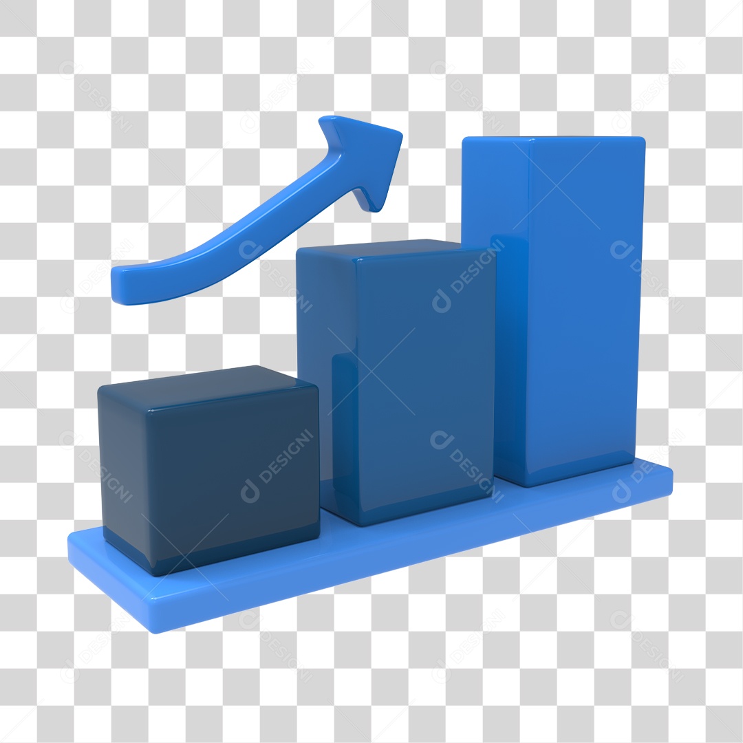 Gráfico De Crescimento Elemento 3D Azul PNG Transparente