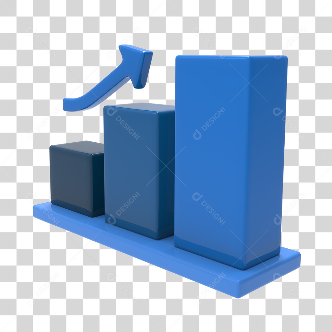 Gráfico De Crescimento Elemento 3D Azul PNG Transparente