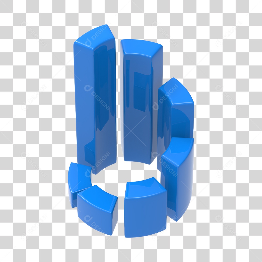 Gráfico De Crescimento Elemento 3D Azul PNG Transparente